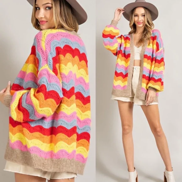 Multicolored Stripe Knit Cardigan - Picture 3 of 7